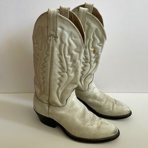 Vintage Western Sheplers Cat’s Paw White Leather Cowboy Boots
